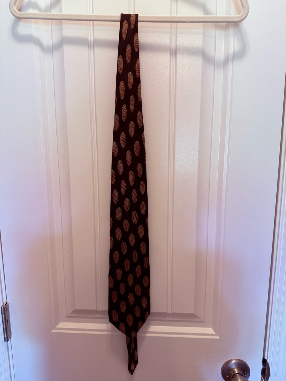 Ralph Lauren Brown Tie with Tan Oval Motif